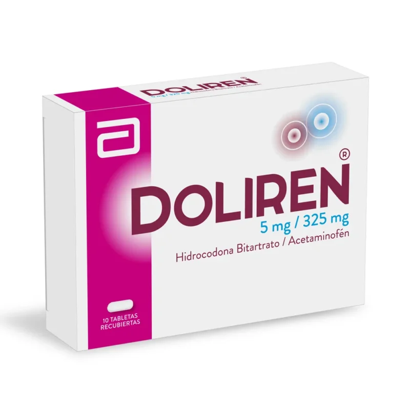 Doliren Acetaminofén + Hidrocodona 5mg/325mg Caja Por 100 Tabletas.